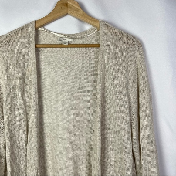 Cato Beige Open Knit Lightweight Open Front Tunic Length Cardigan Sweater L - Picture 3 of 5